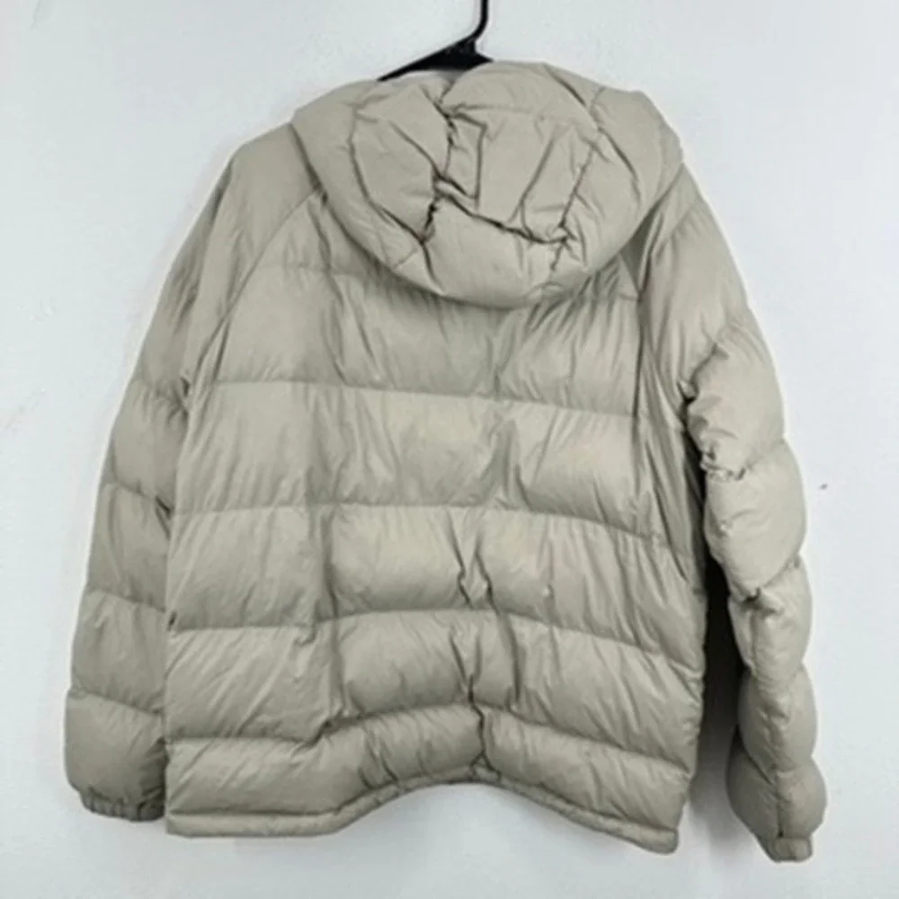 The North Face Large Hooded Down Puffer Jacket 600 Down‎ Fill Power Beige Pewter